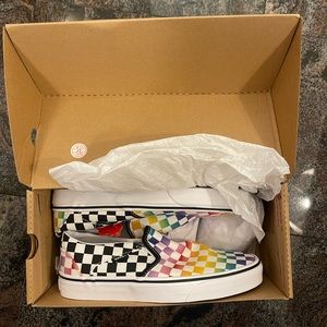 Vans Classic Slip On Checker Rainbow NWT
